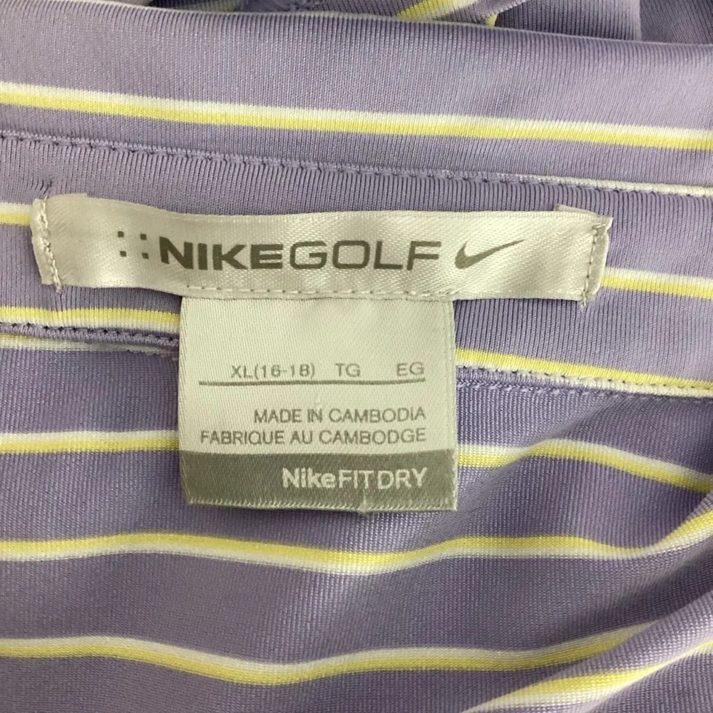 Nike Golf Purple Striped Sleeveless Polo Top XL